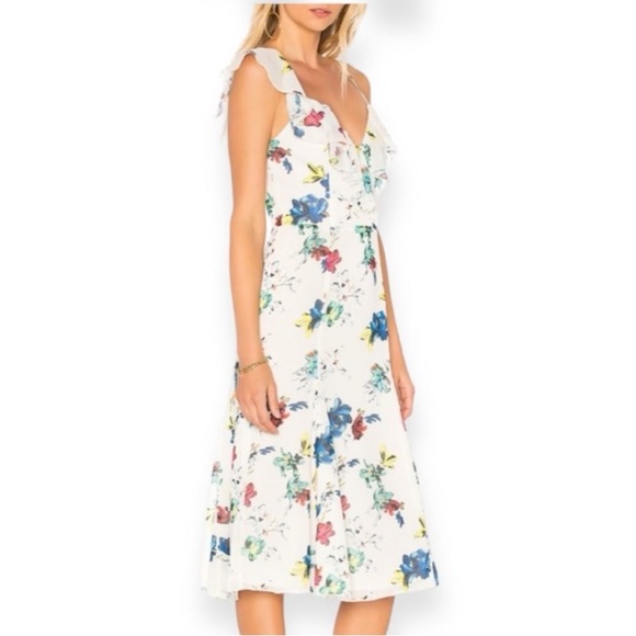 House of Harlow / Revolve Raina Jura Floral Print Ruffle Dress XS lined Side Zip - Picture 1 of 13